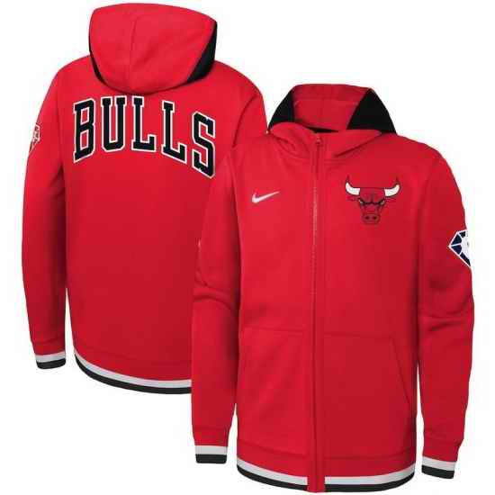 Men Chicago Bulls Nike Youth Logo Showtime Performance Full Zip Hoodie  Red